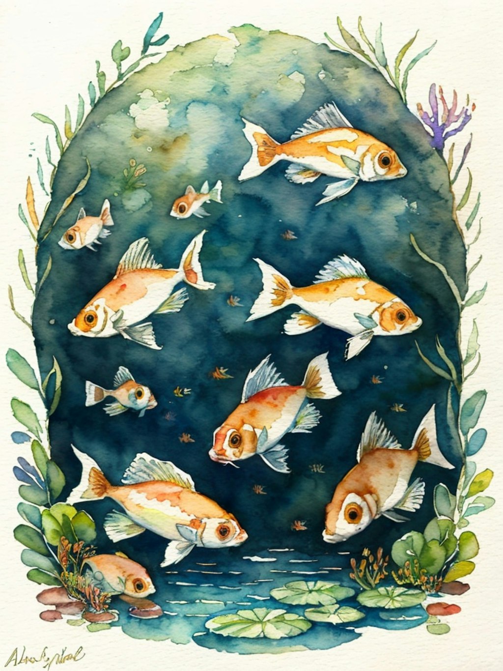 watercolor : goldfish