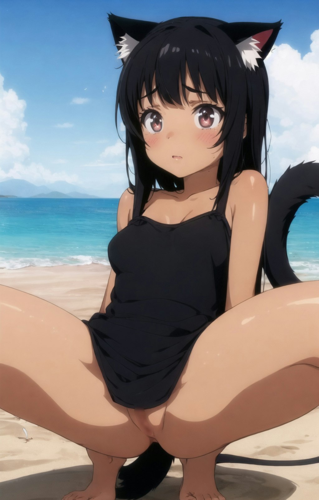 パンツを履き忘れる黒猫ちゃん