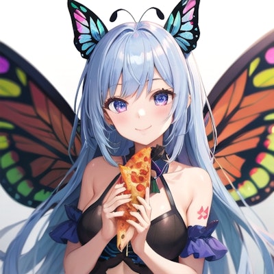 ピザを食べる蝶