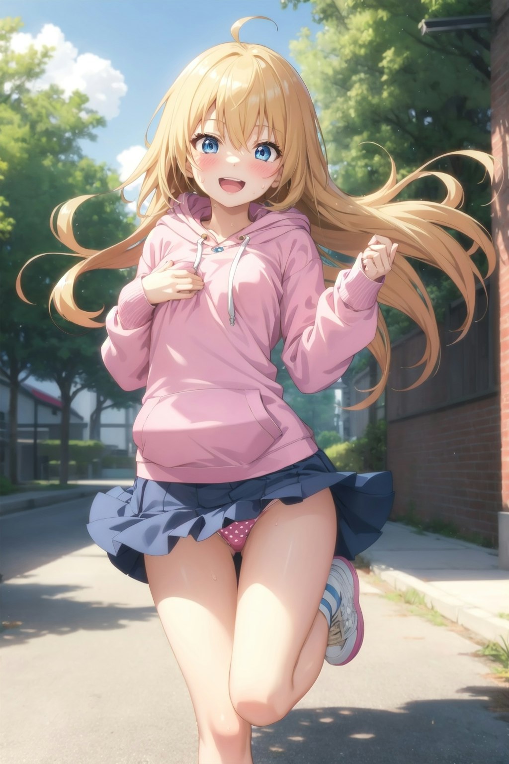チラリする金髪ちゃん