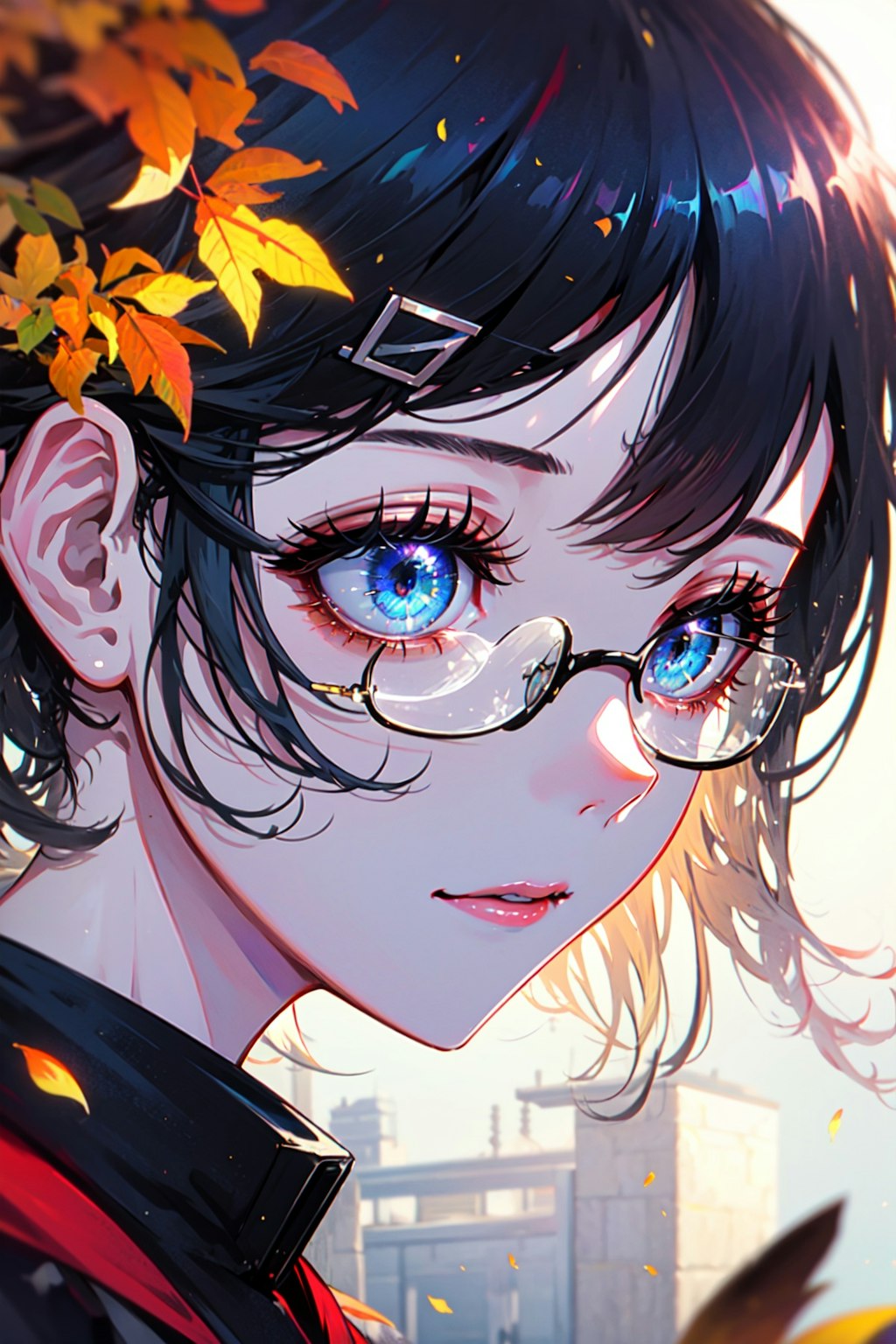 紅葉が似合う眼鏡少女