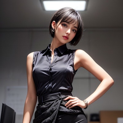 Office Lady Black Suit 17