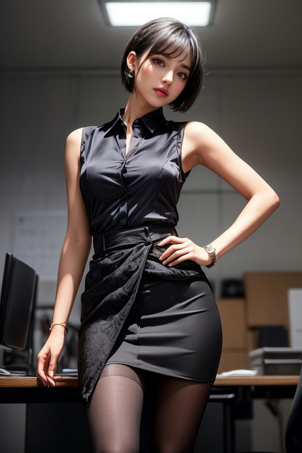 Office Lady Black Suit 17