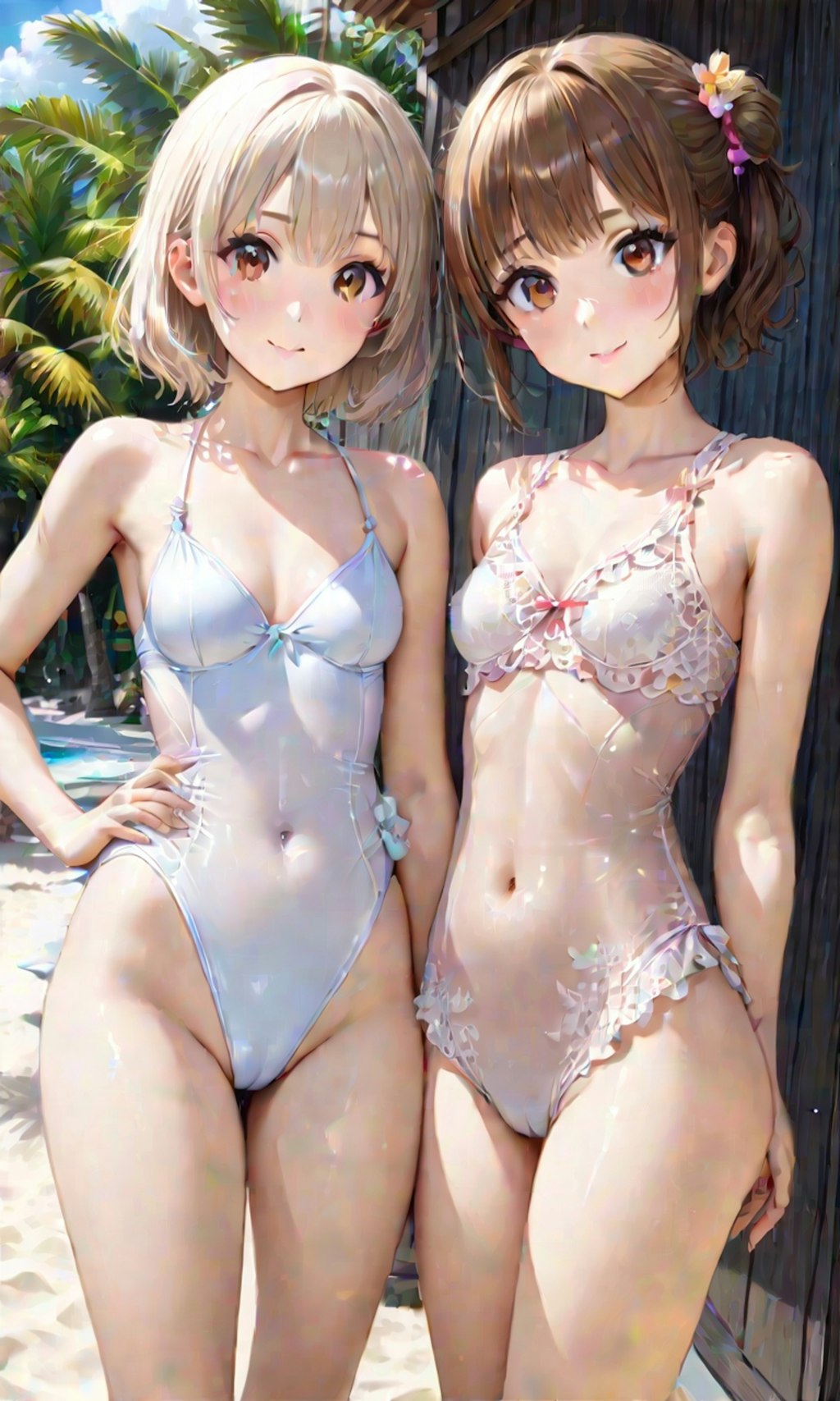 水着と女子高校生と