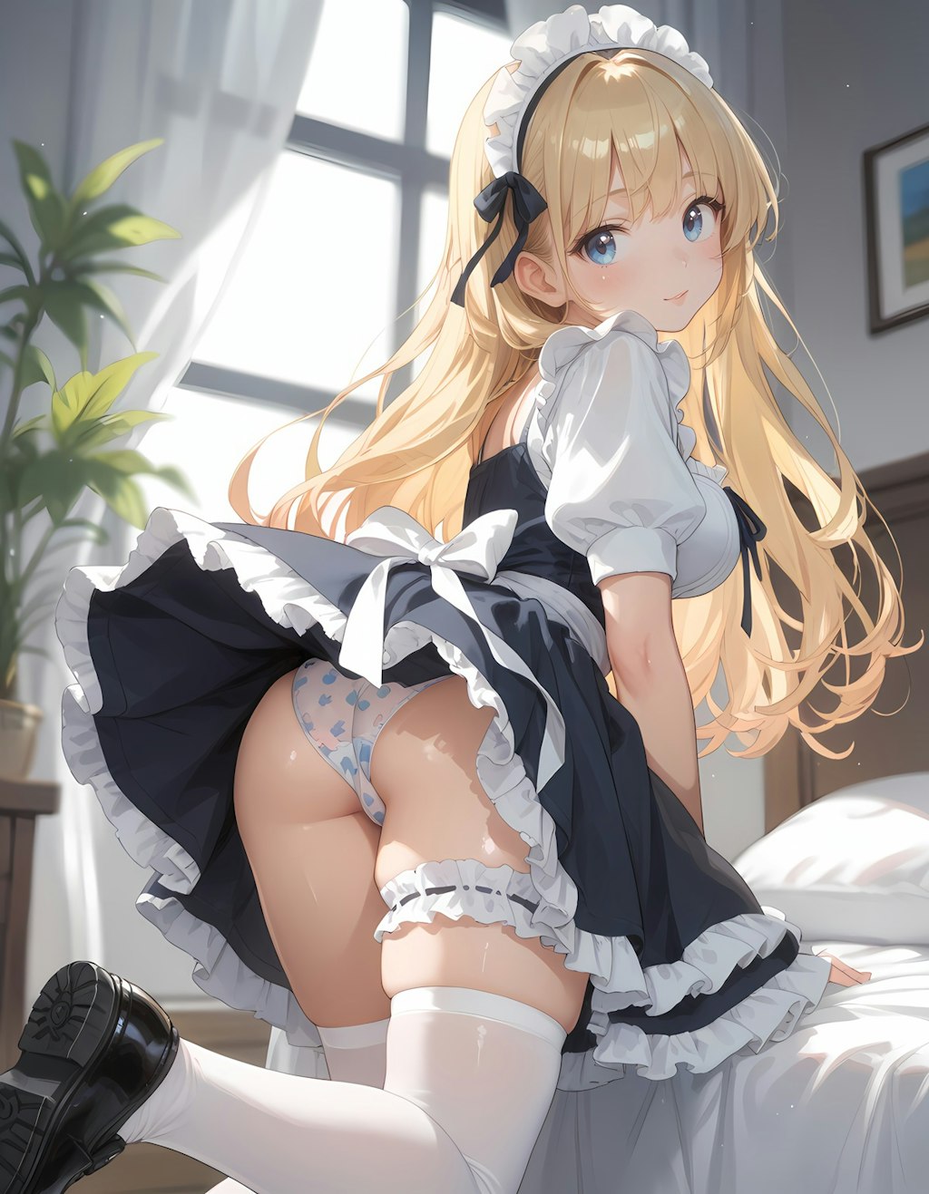 金髪メイドさんとパンチラ