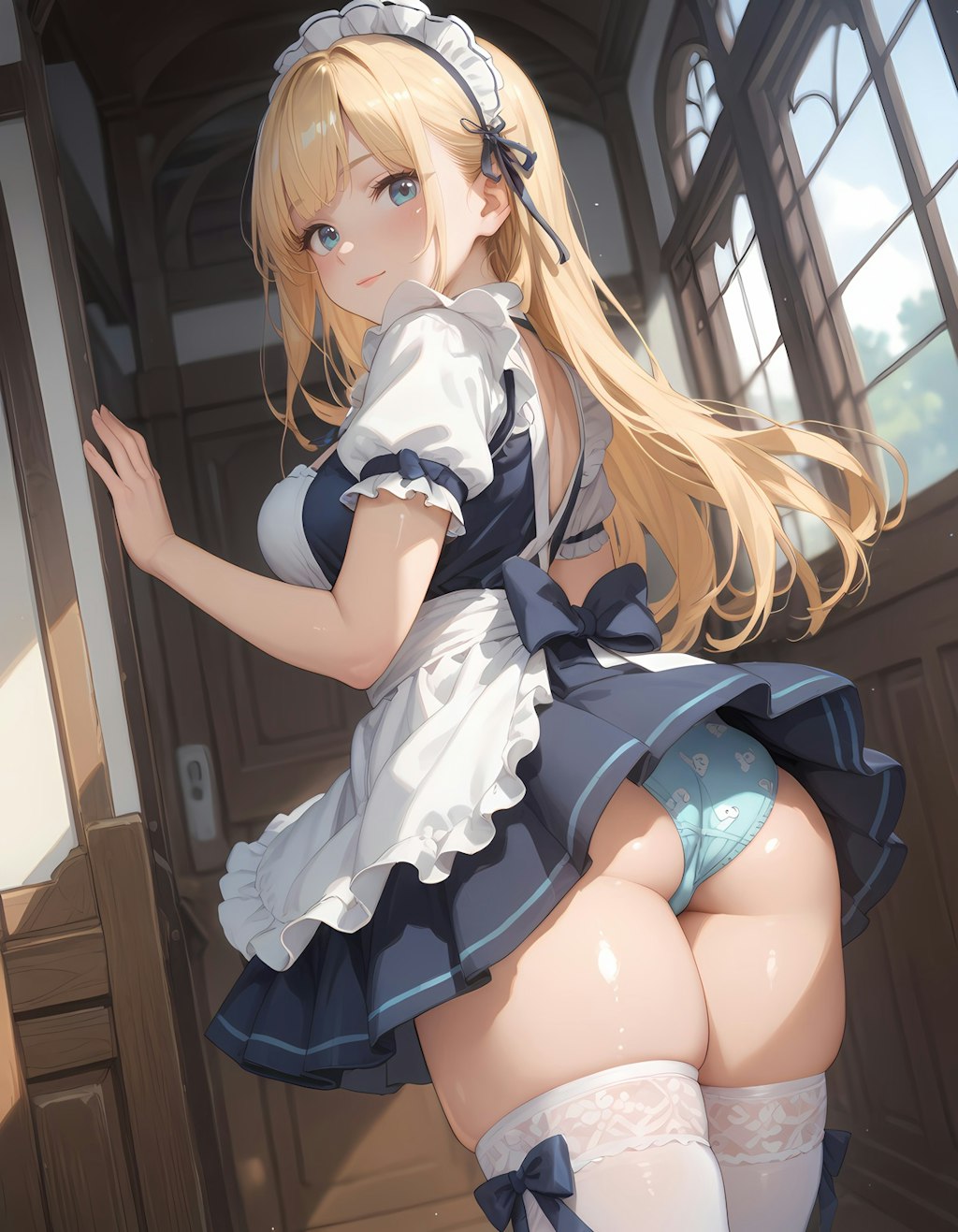 金髪メイドさんとパンチラ