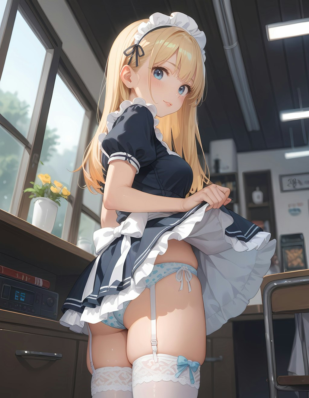 金髪メイドさんとパンチラ