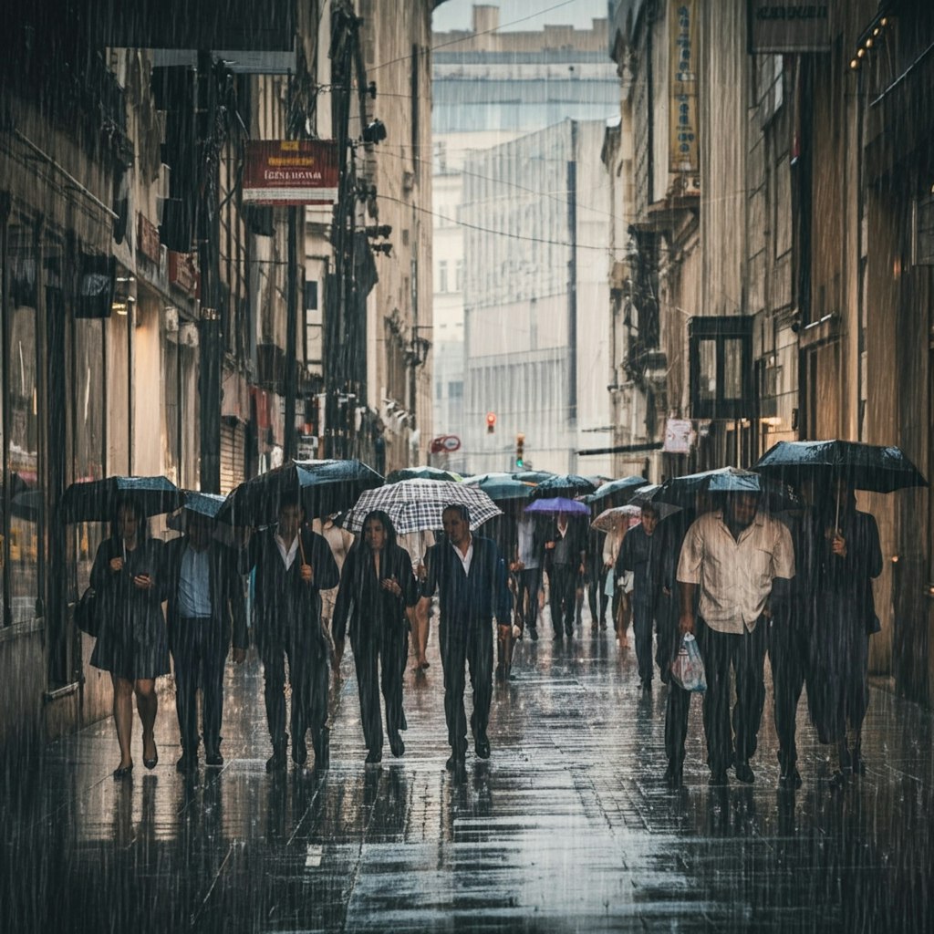 土砂降りの雨