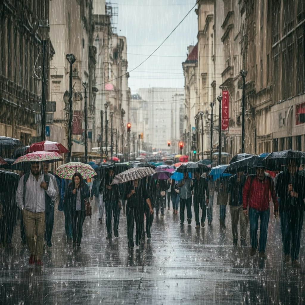 土砂降りの雨