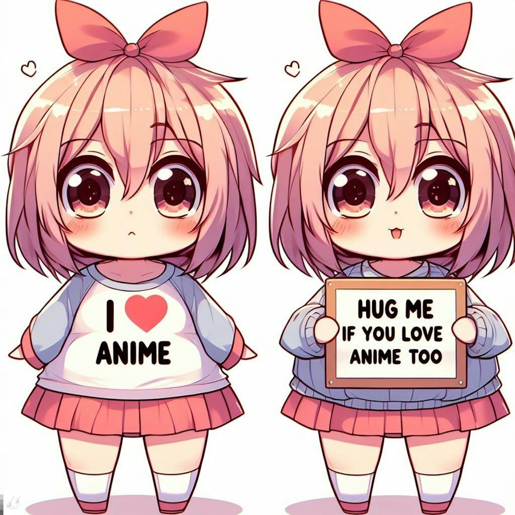 「HUG ME IF YOU LOVE ANIME TOO」