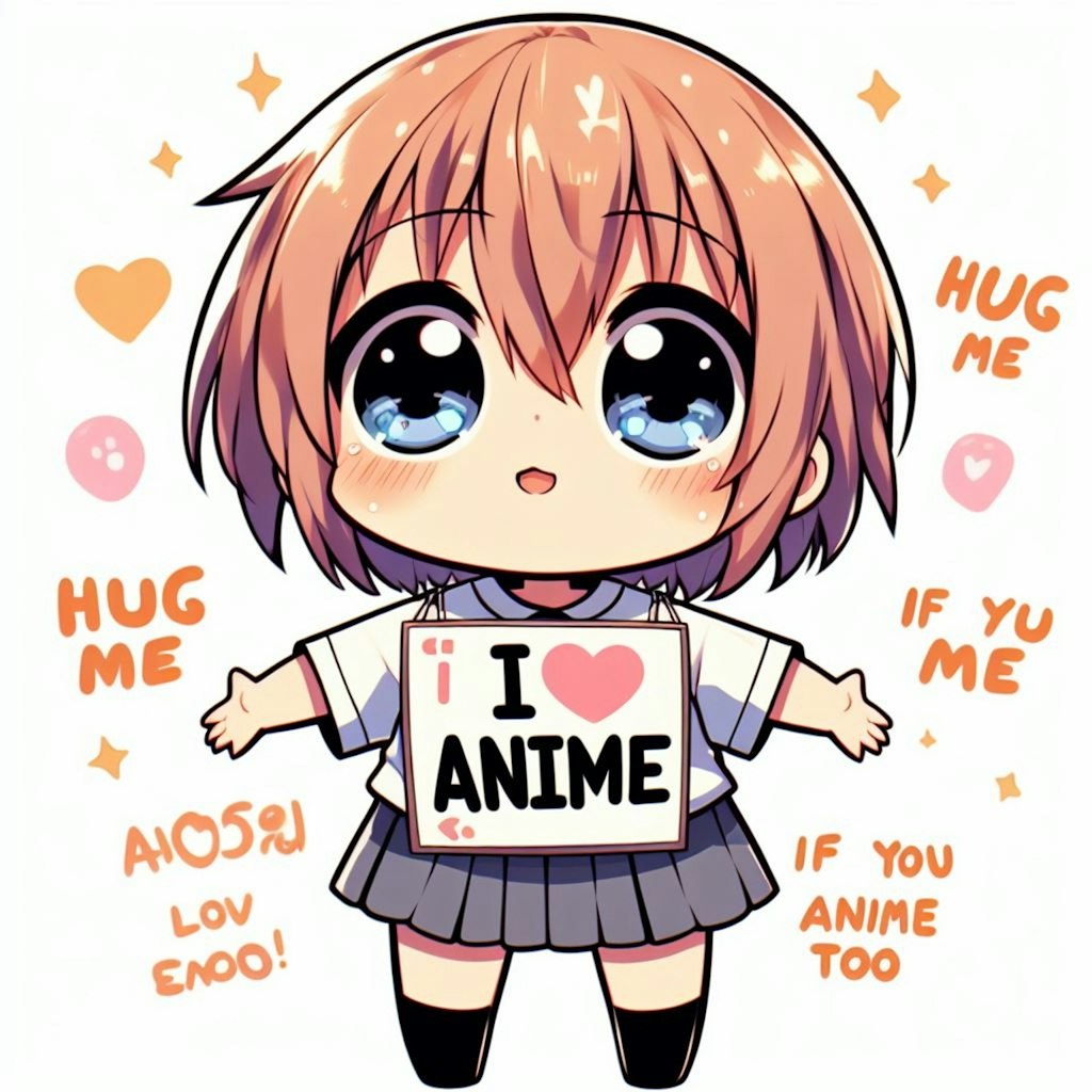 「HUG ME IF YOU LOVE ANIME TOO」