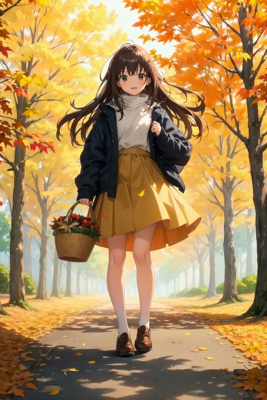 The Girl and the Dance of Autumn Leaves