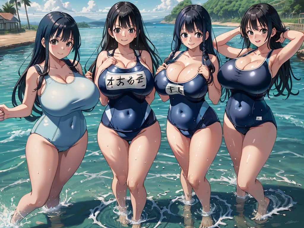 田舎の爆乳水着少女