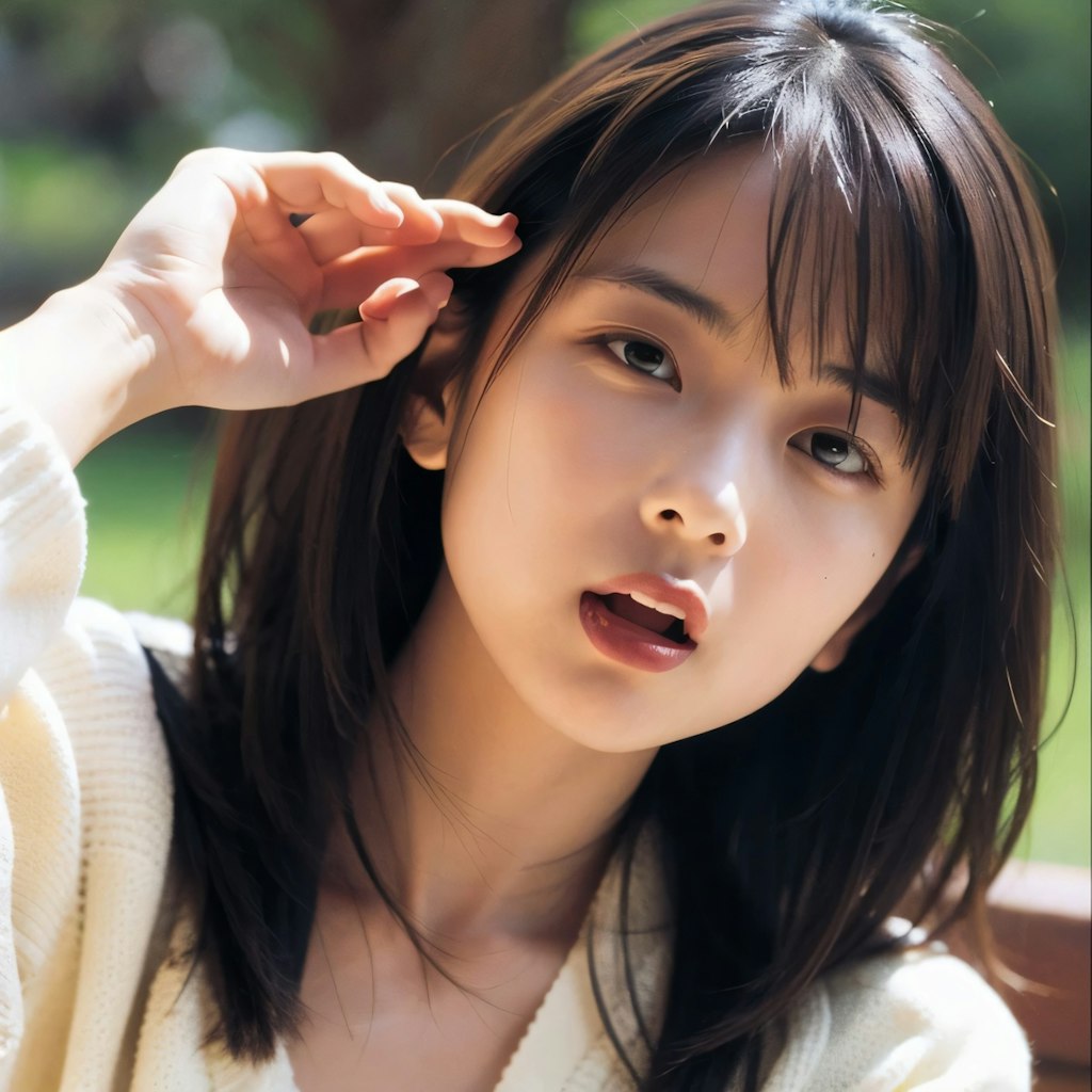 黒髪ロングで洋装の美女７９