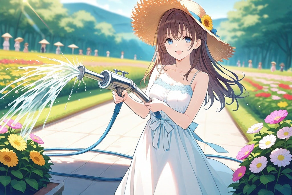 水やり。