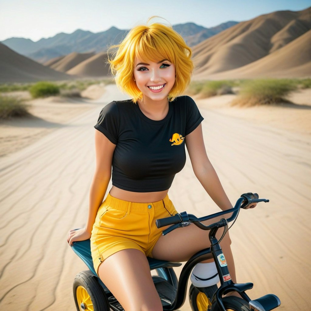 自転車に乗るユイちゃん
