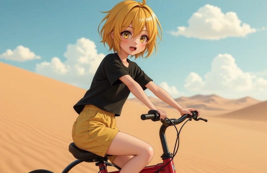 自転車に乗るユイちゃん
