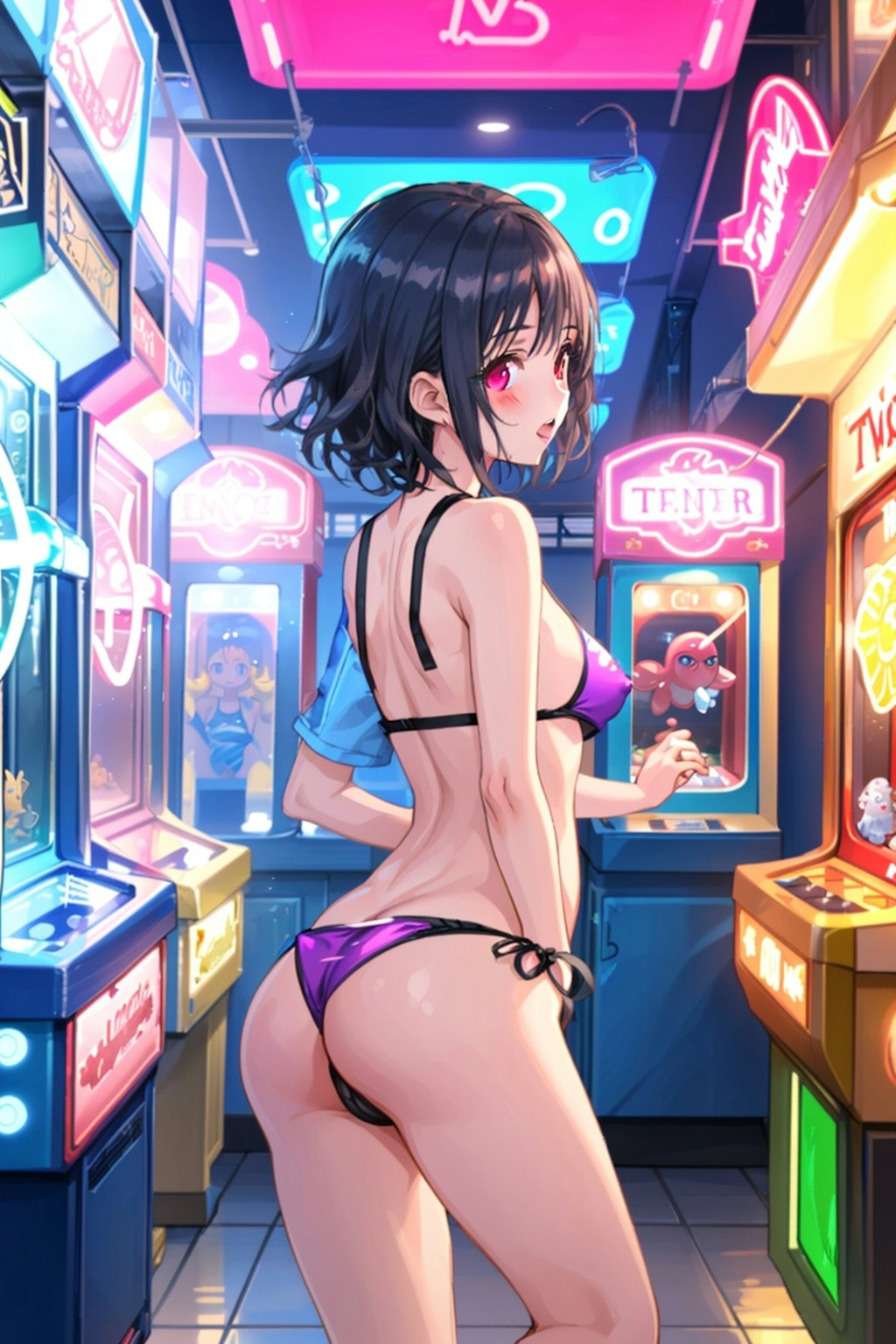 ゲームセンター水着美少女