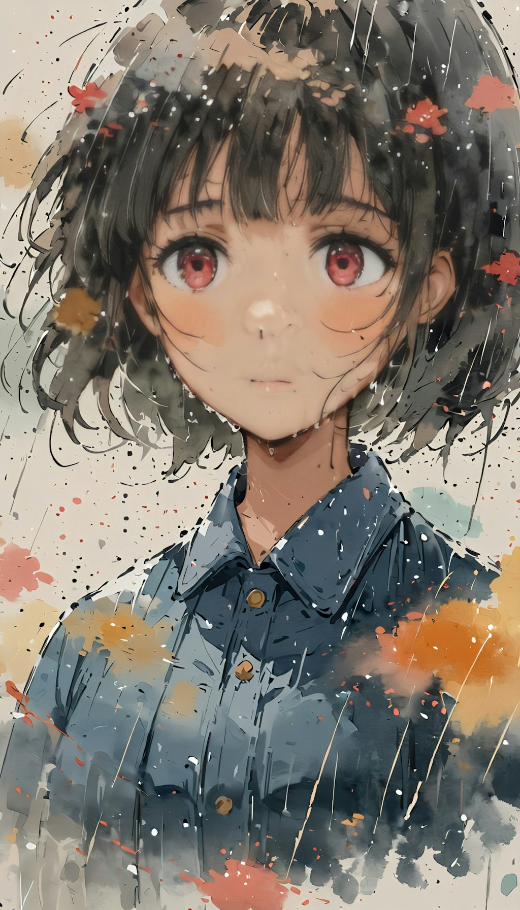 雨の中の少女