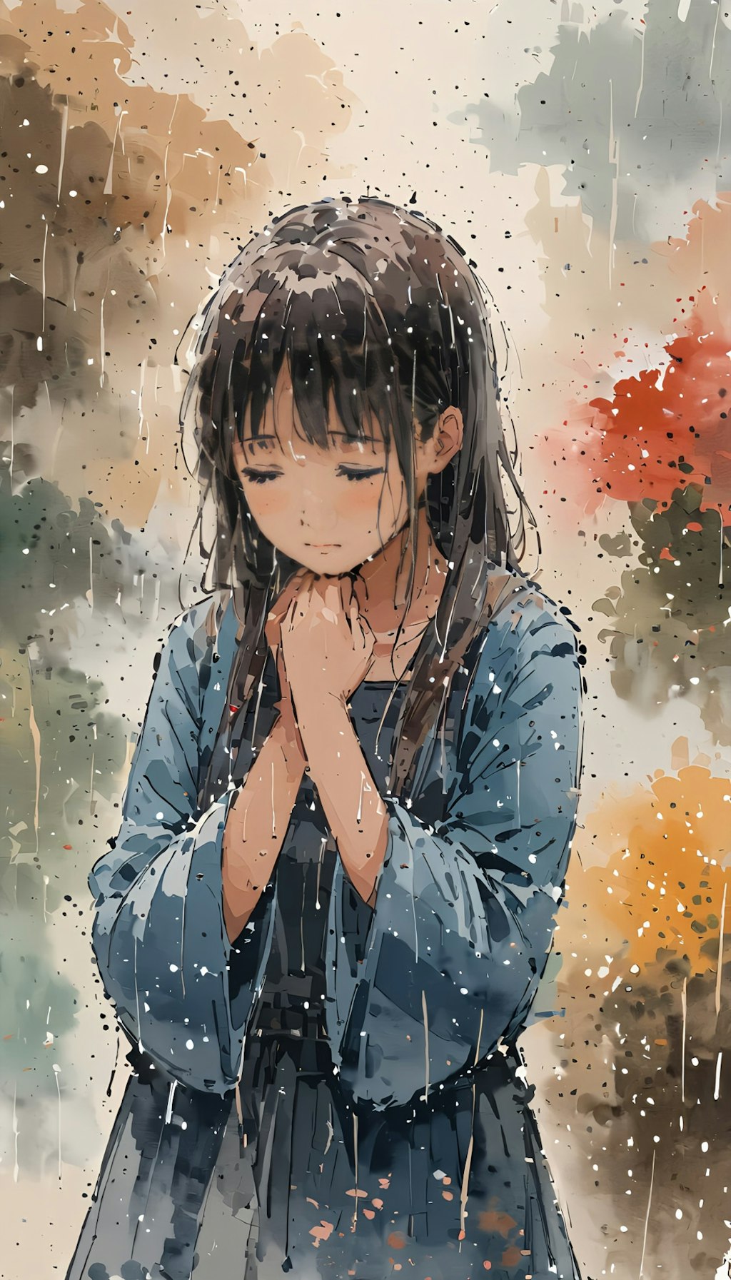 雨の中の少女