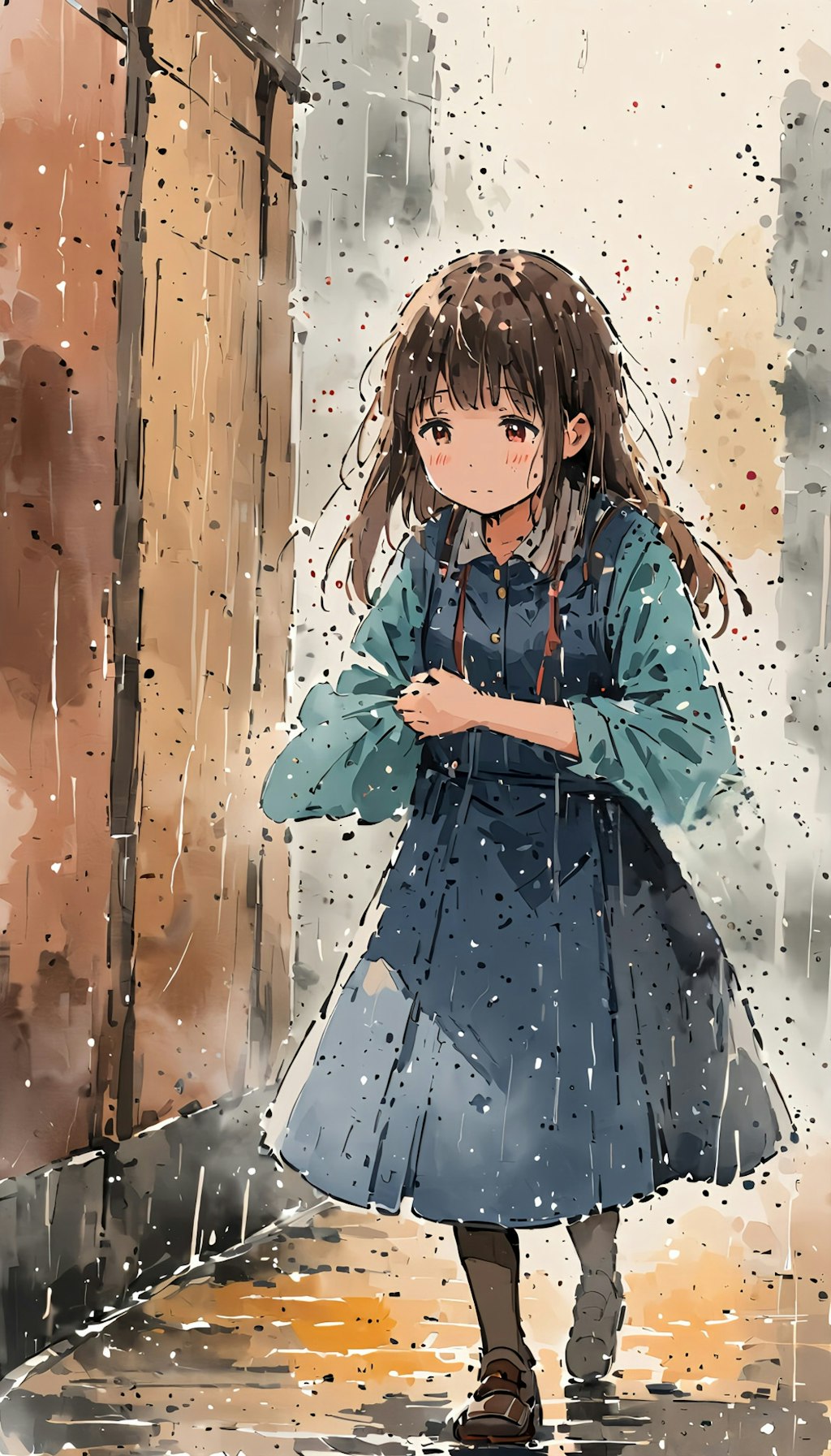 雨の中の少女