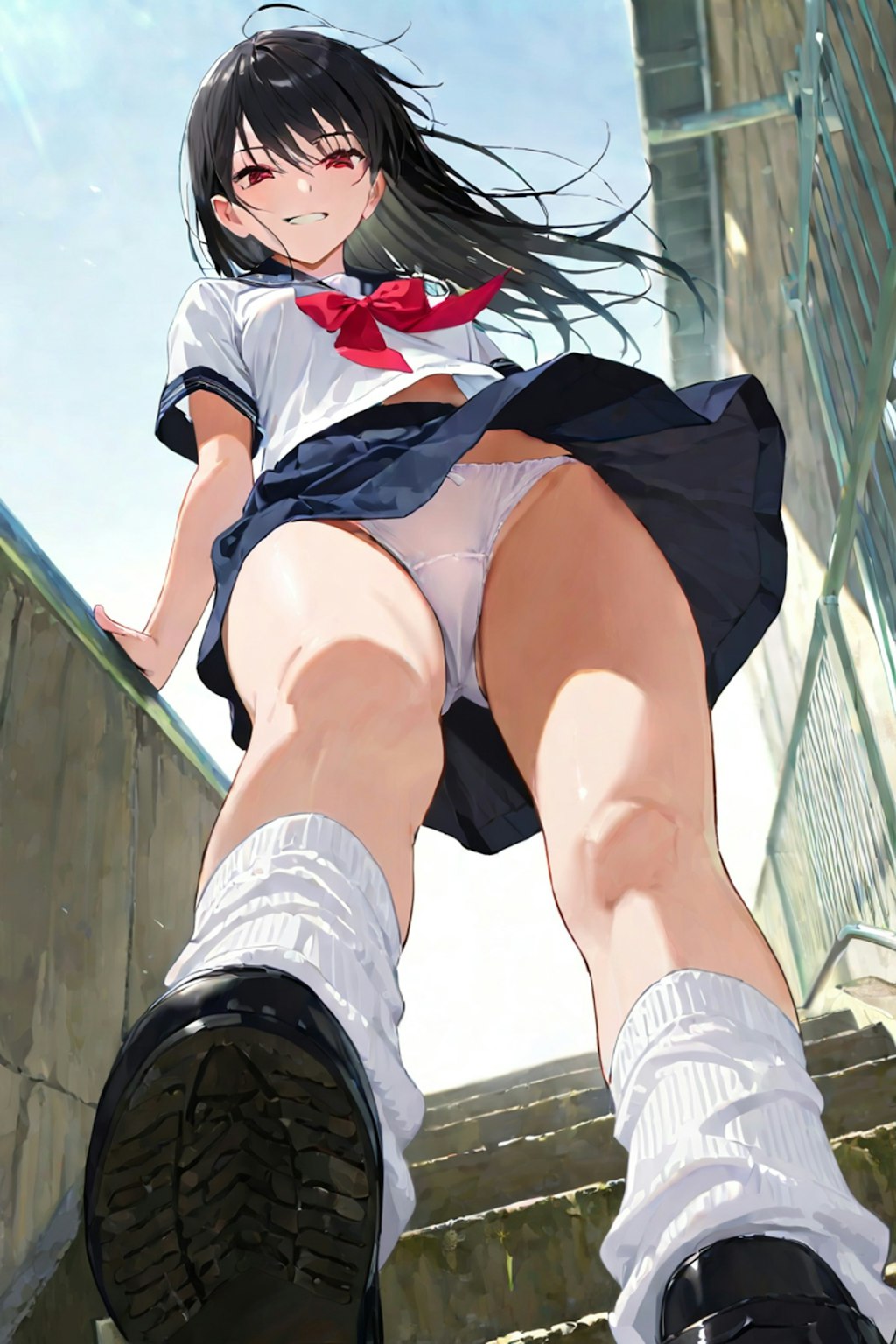 階段下から