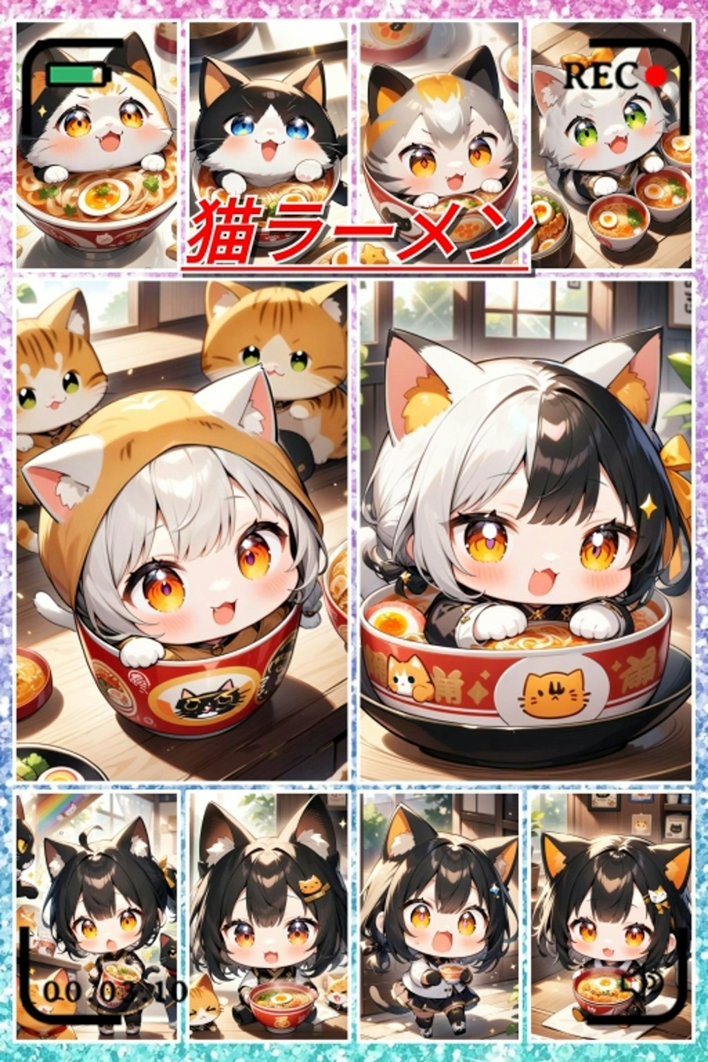 猫ラーメン　コラージュ