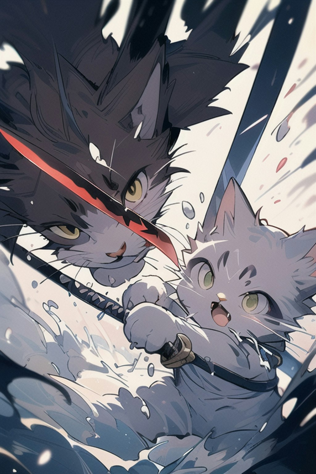 『ネコ戦士 vs. イヌ剣士』