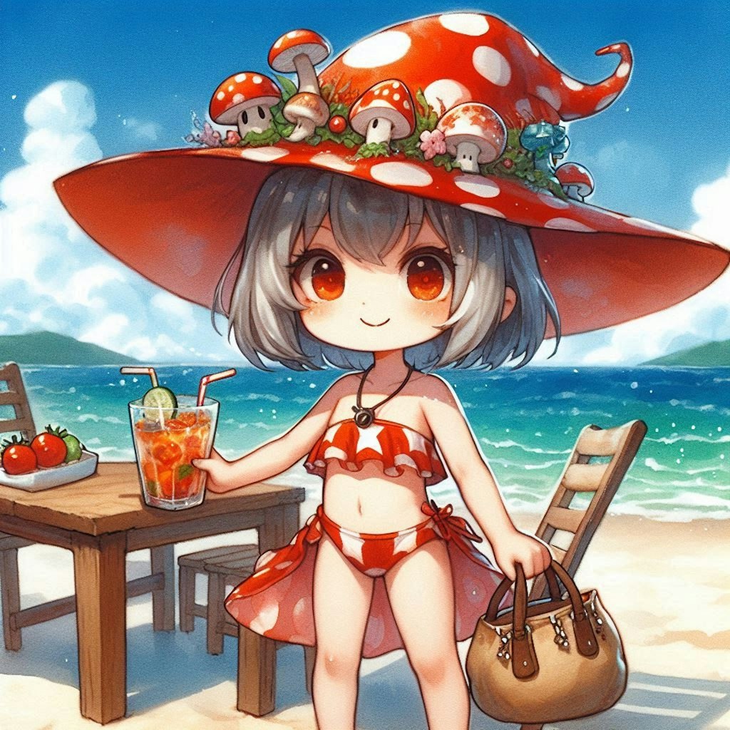 ちびきのこの魔女の海水浴