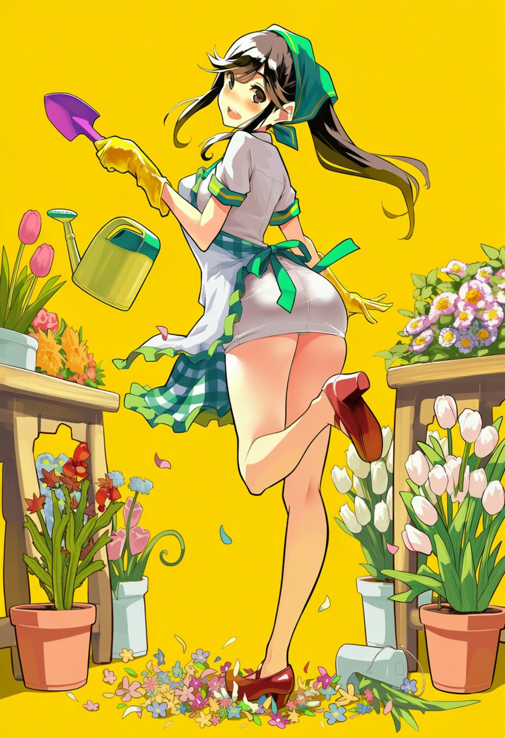 野菜、魚、肉、花屋