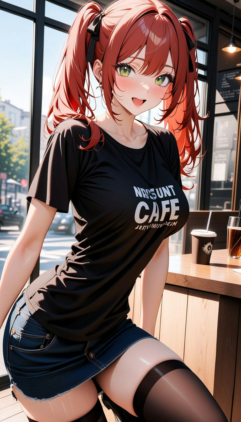 カフェにCAFEシャツを着て行った子