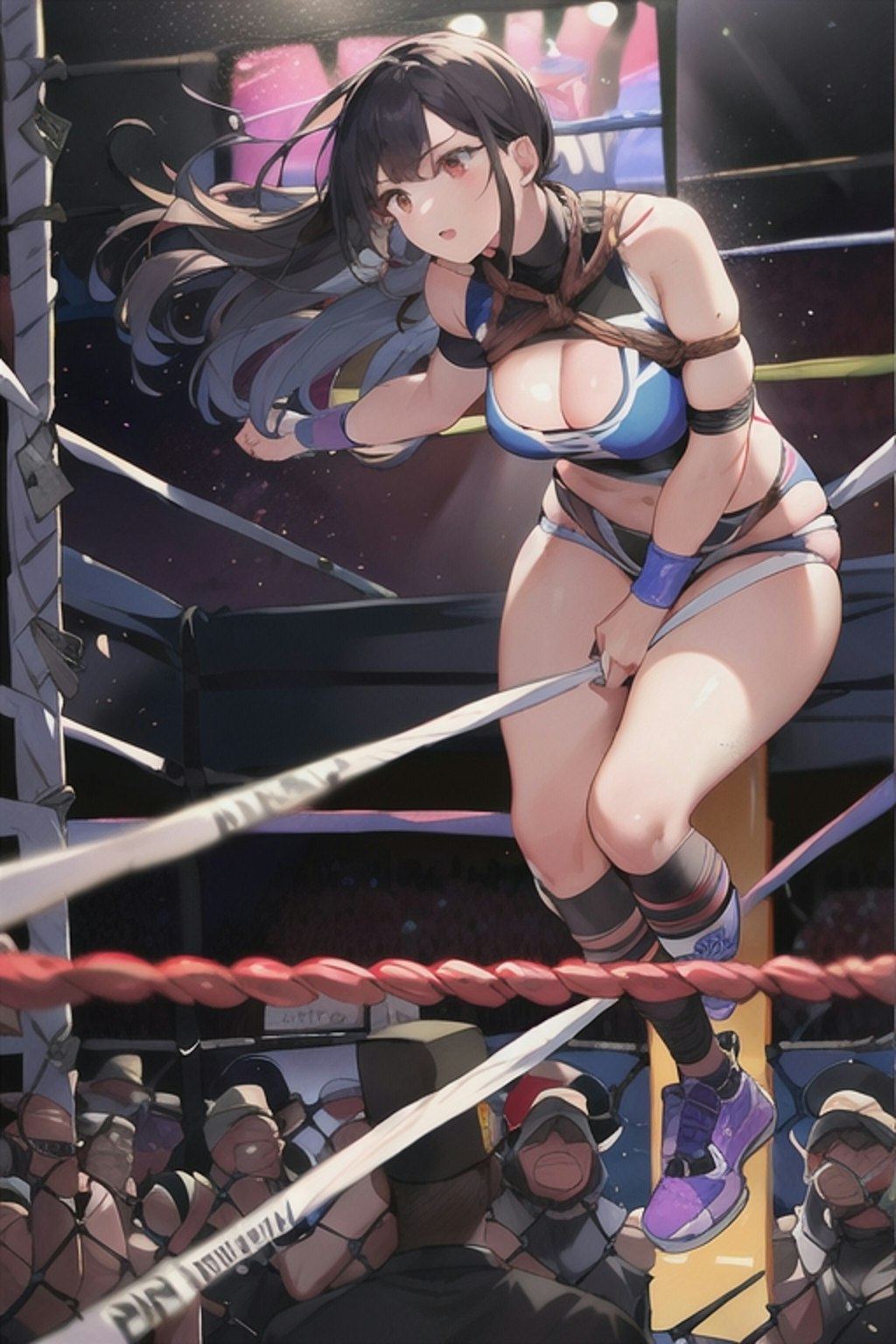 女子プロレスラー綱渡り