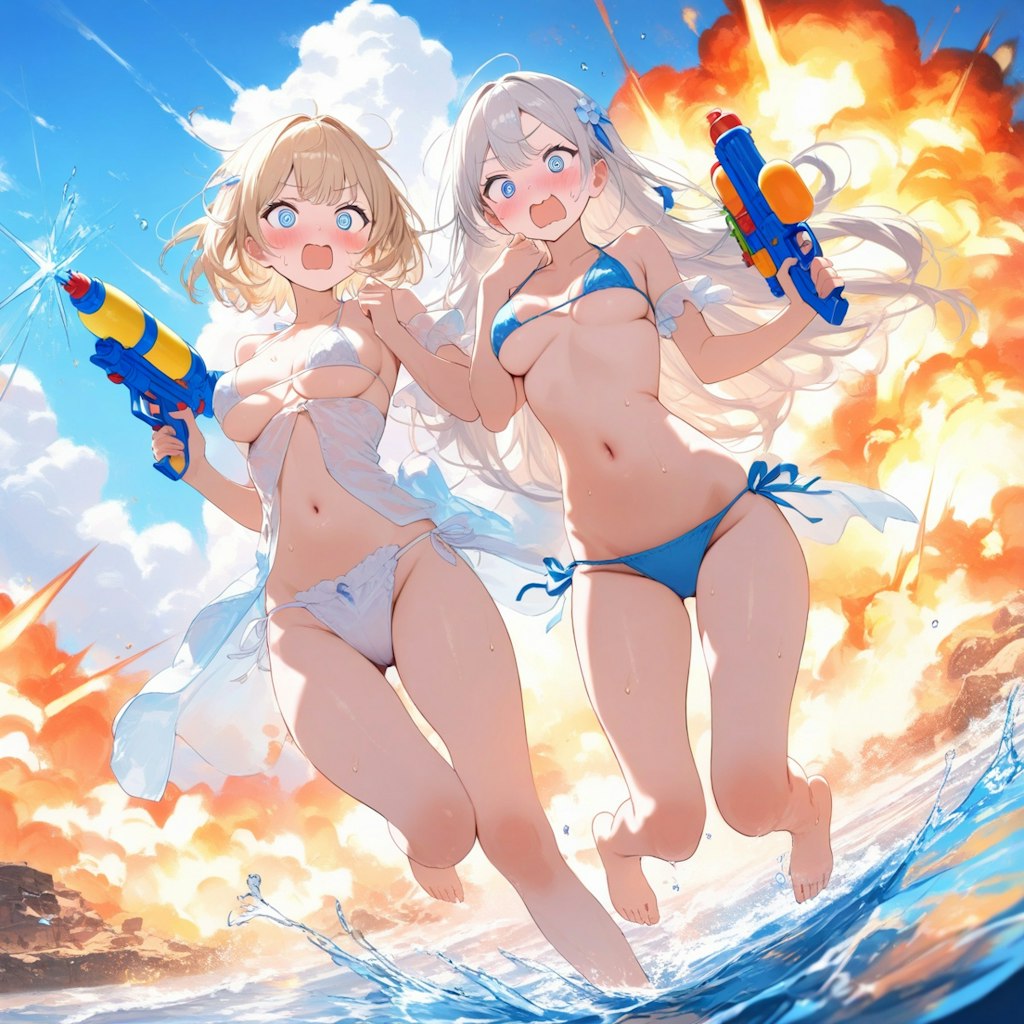 水遊びで大爆発