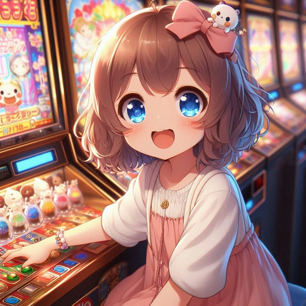 スロットで遊んでいる小さな女の子