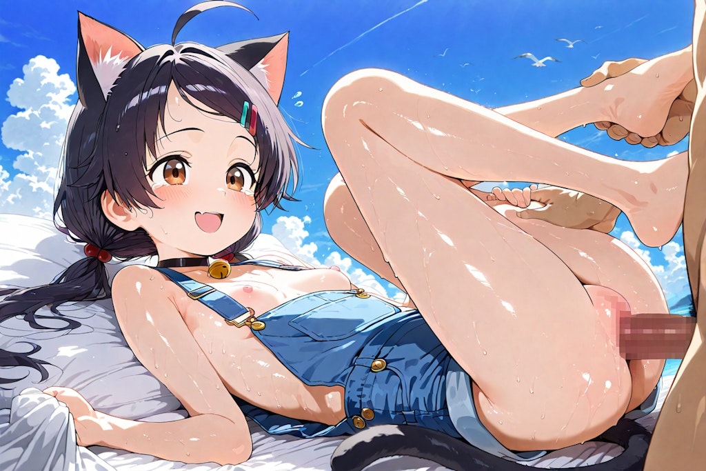 猫耳、海辺にて🐈