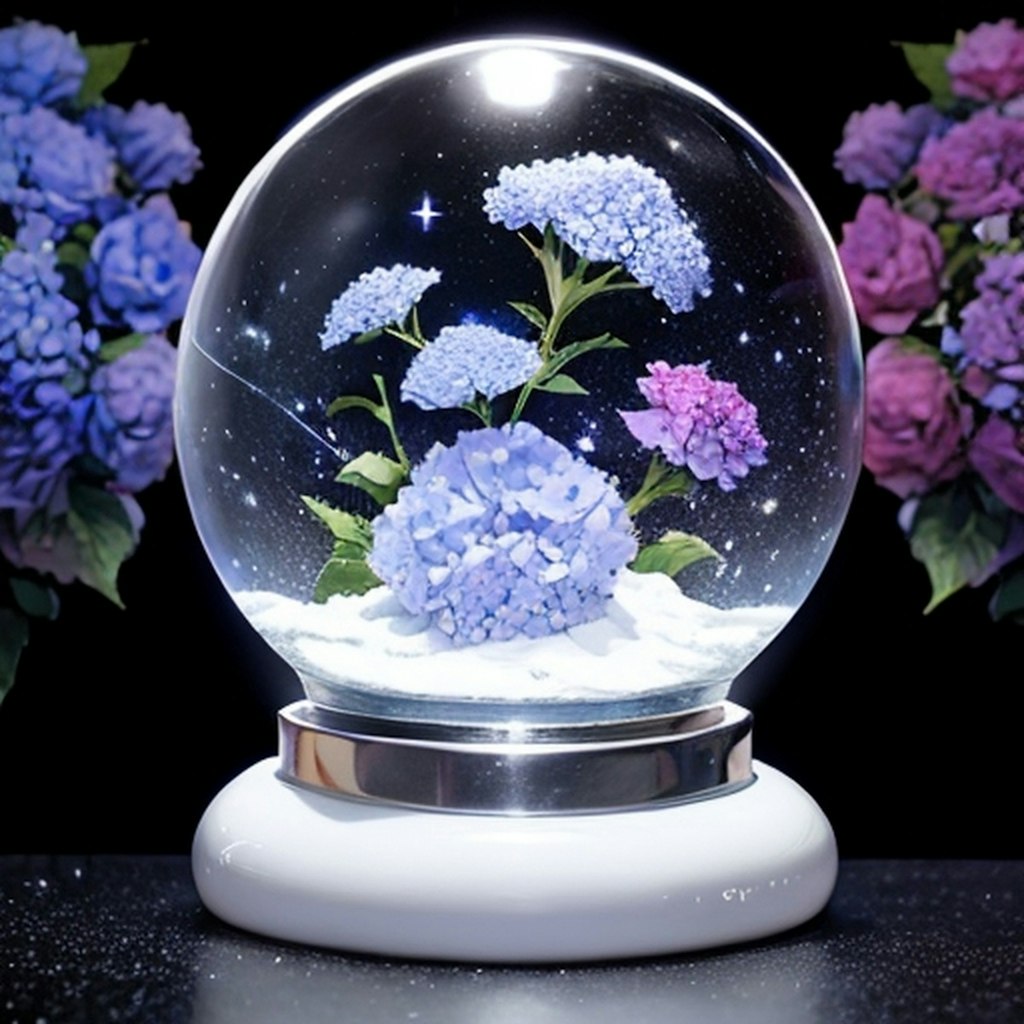 Flower and Galaxy Snow Dome