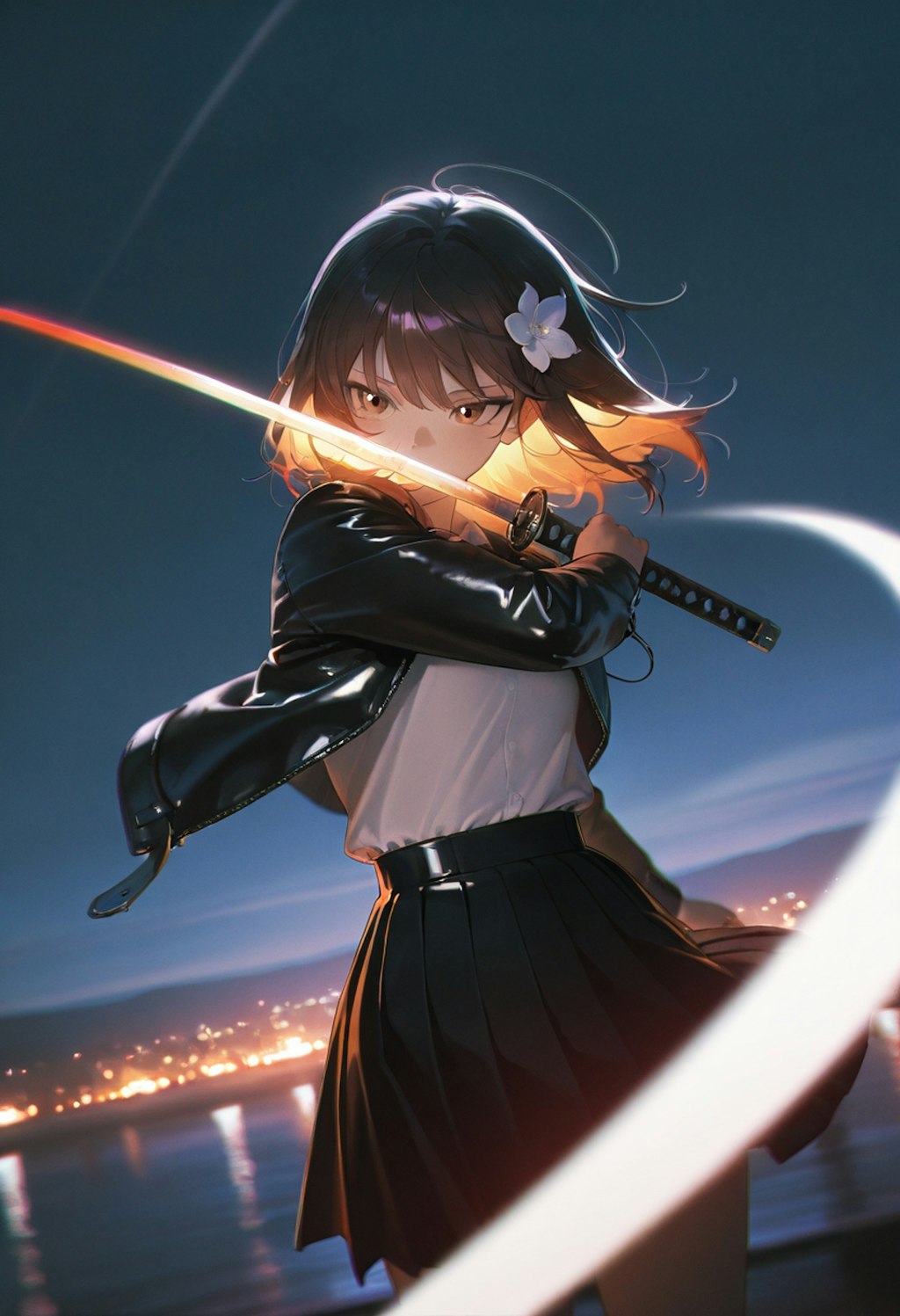 glowing katana