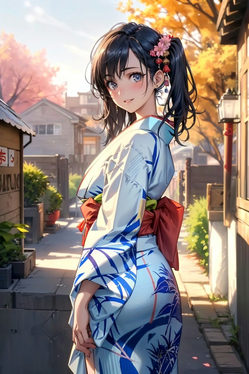 wearing a 「着物」