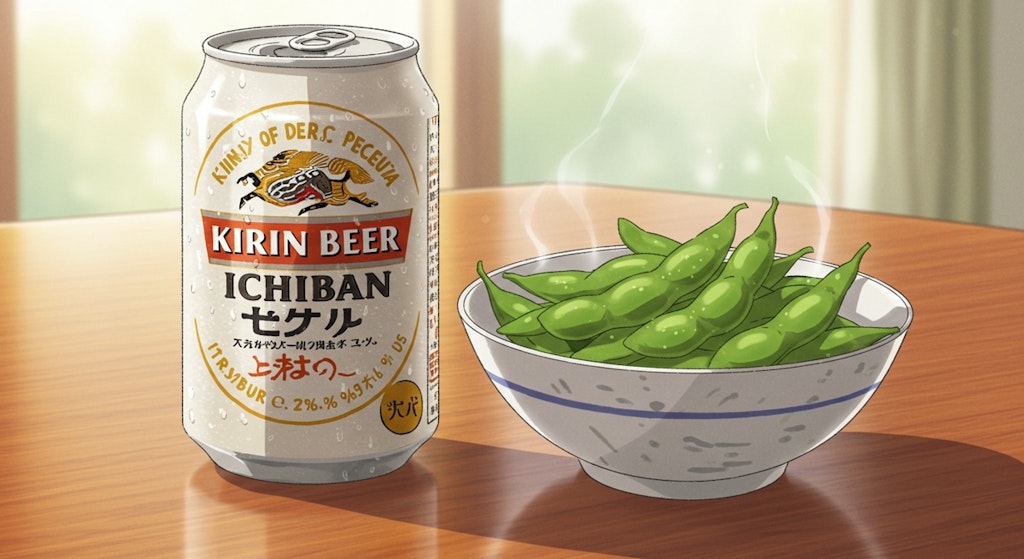 缶ビールと枝豆