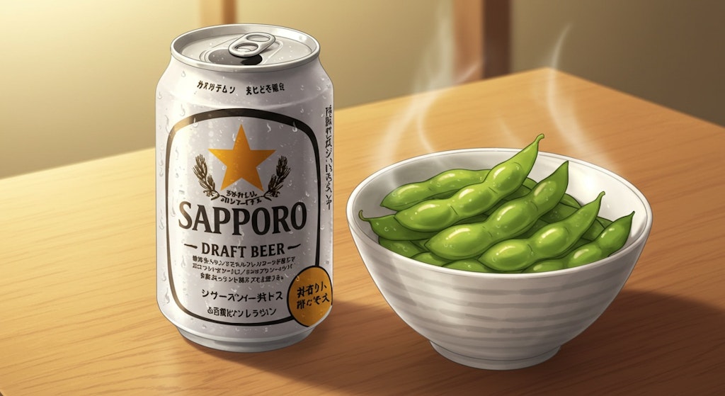 缶ビールと枝豆