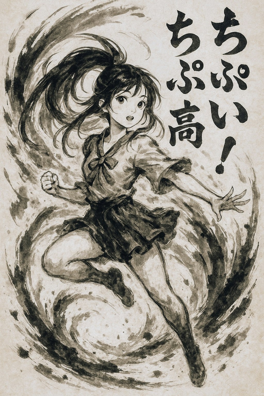ちちぷい最高❗水墨画風、お姉やん