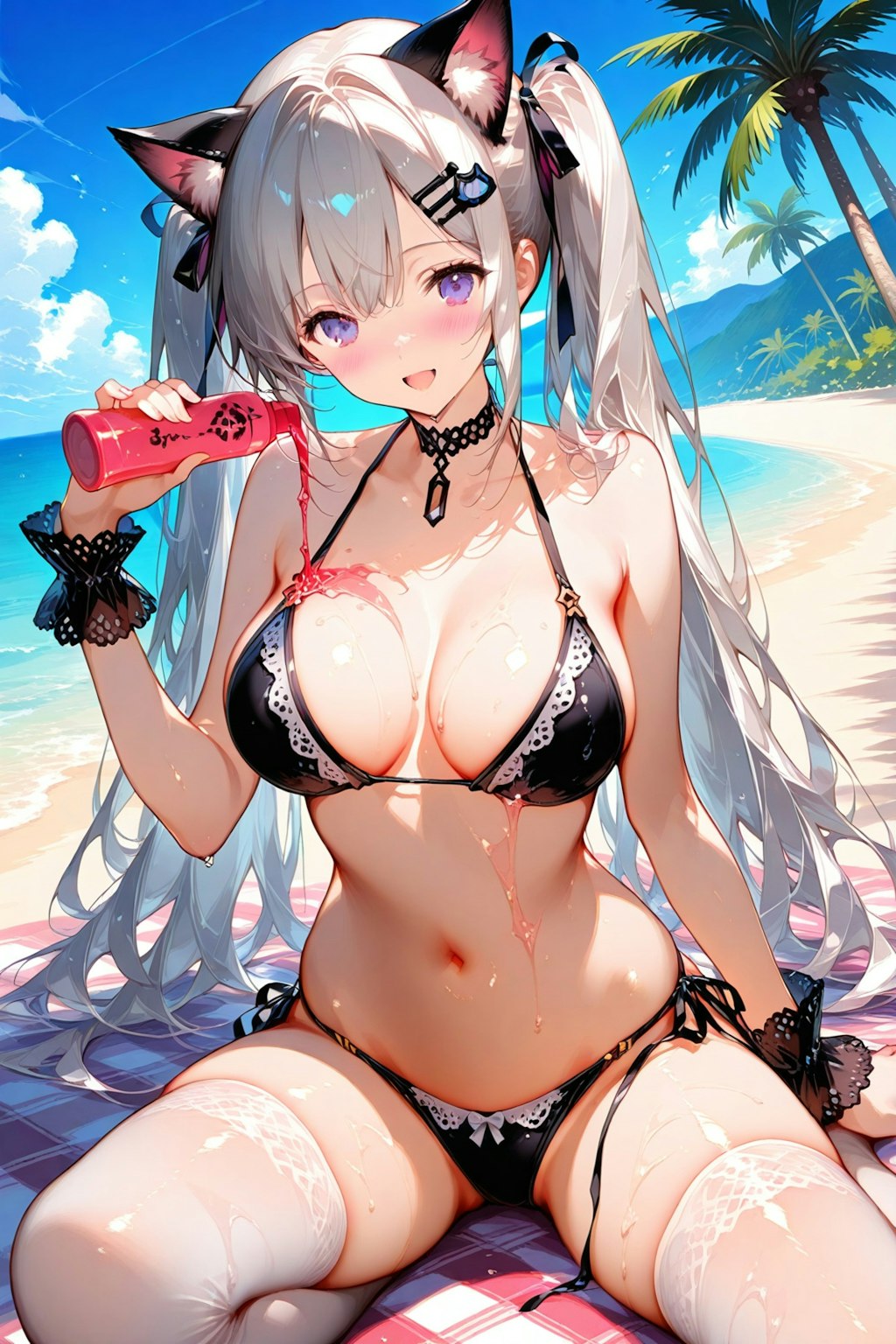 あらら〜♡こぼしちゃった〜♡