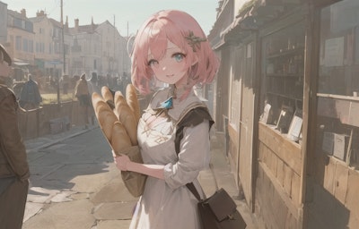 パンを抱えた少女