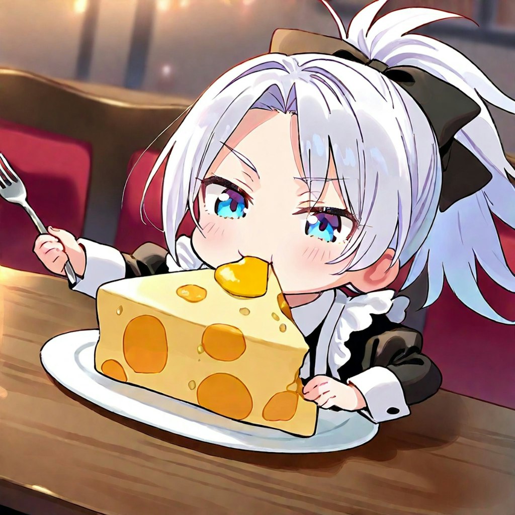 チーズを食らうメイドさん