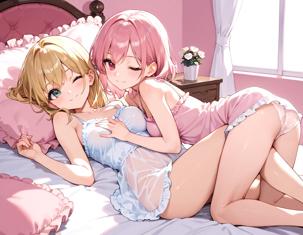 Girls on bed