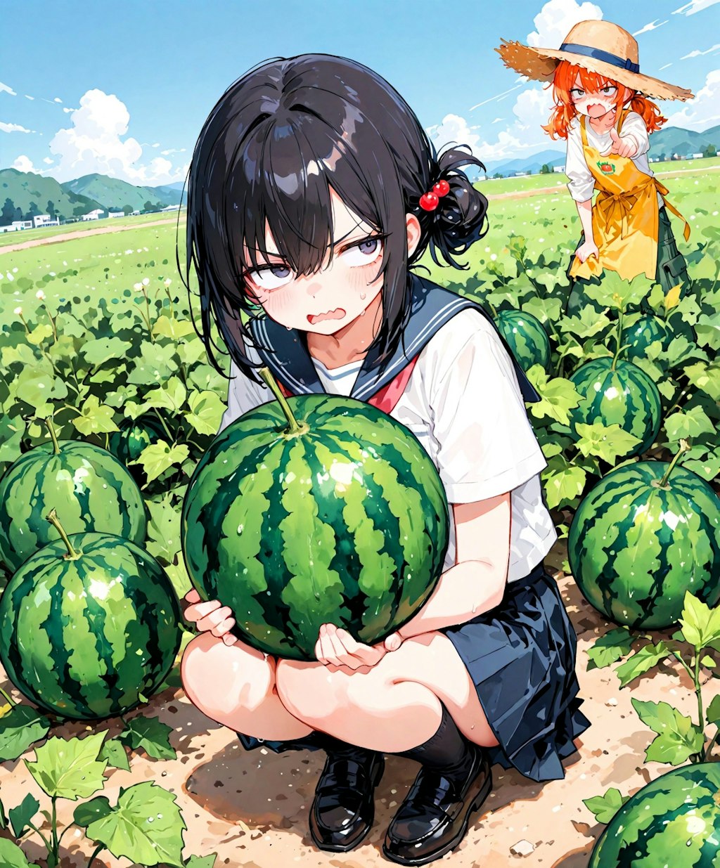 スイカ泥棒の少女