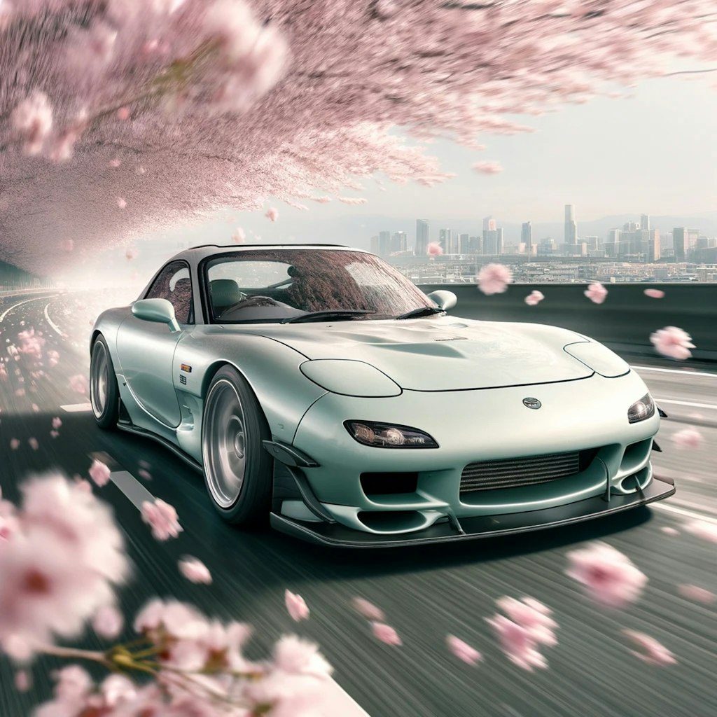 桜とRX-7