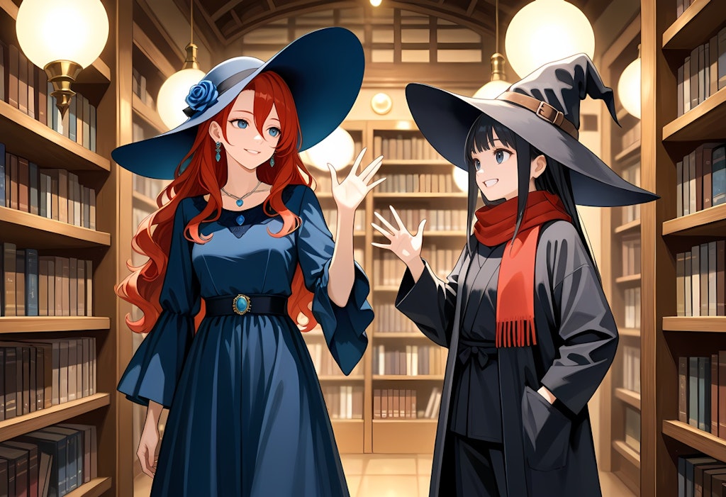 不死の魔女リーゼロッテさんといつもの魔女さんの本屋での挨拶コラボファンアート