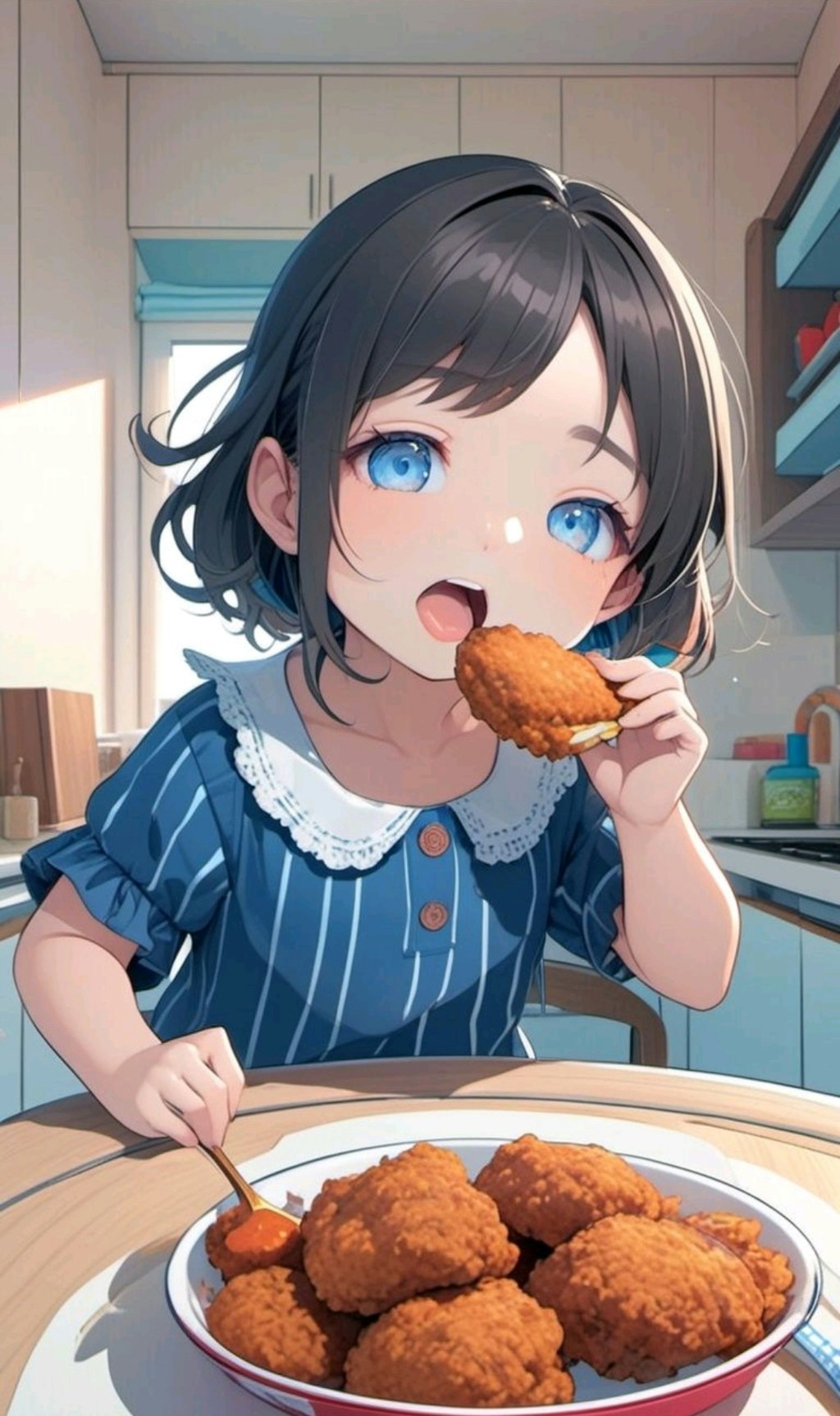 つまみ食いしてる小さな女の子