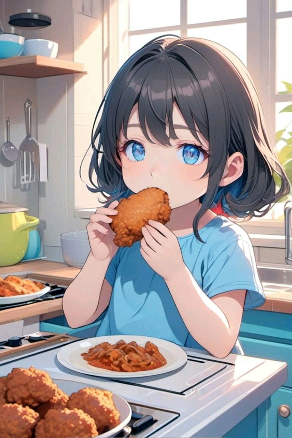 つまみ食いしてる小さな女の子